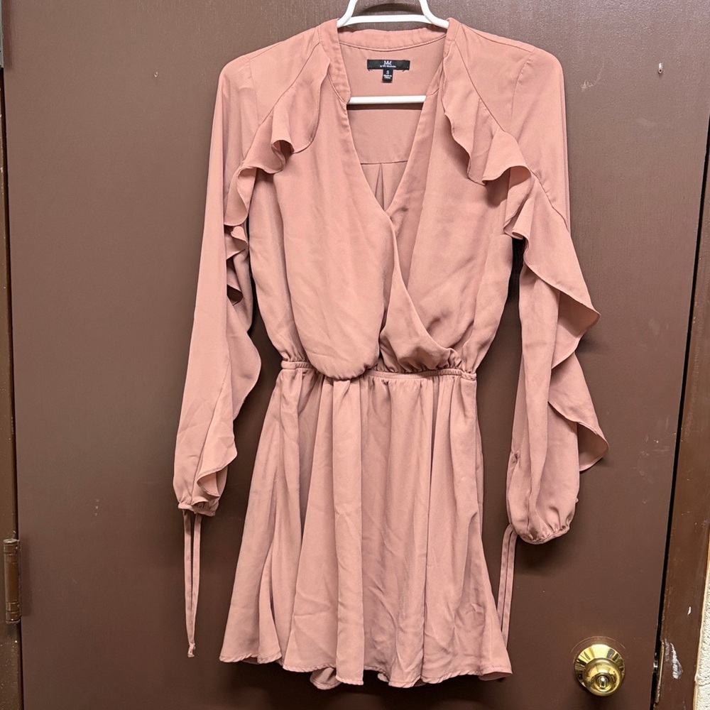 MM by Michelle Mauve Ruffle Long Sleeve Dress